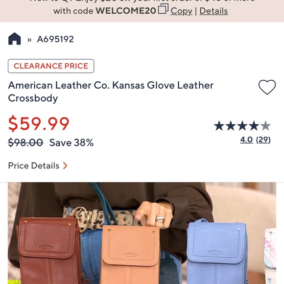 Blue Crossbody Bag by American Leather Co NWOT - Picture 12 of 13